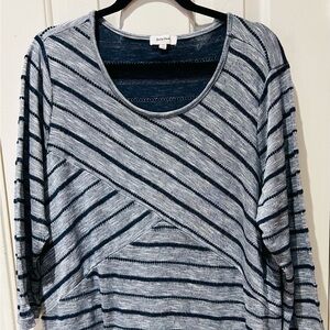 Solemio Women's Striped Gray Jersey Top